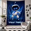Wall Hanging Tapestry With Custom Name & Text, Astro Bot Decorative Tapestry For Bedroom