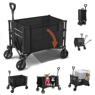 Housolution Carry Velkokapacitní Nosnost Venkovní Skládací Camping Konvergence Samostatně stojící kryt Úložný prostor Černý Wagon, 120L, 100kg, Wagon, Cart,
