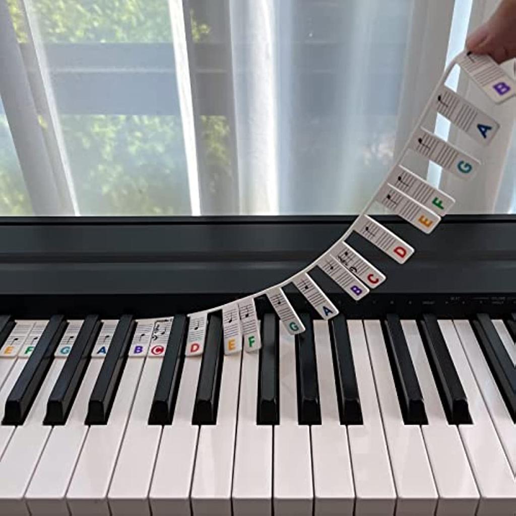 Piano Notes Guide for Beginner, Removable Piano Keyboard Note Labels for Learning, 88-Key Full Size, No Need Stickers, Reusable
