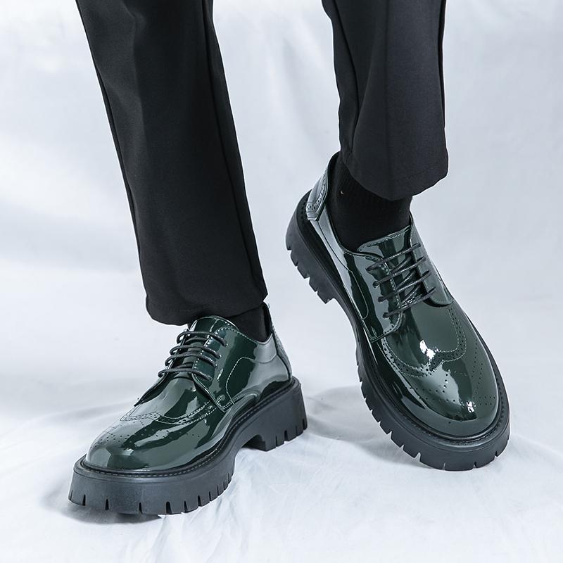 Značkové Oxfordské boty Pánské Boty z kůže na silné podrážce Zrcadlové Všechno se hodí Business Formální Pánská obuv Šněrovací Pánské svatební boty