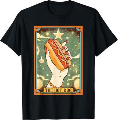 HOT SALE Hot Dog Bun Lover Foodie Food Lover The Hot Dog Tarot Card T-Shirt Unisex COTTON T Shirts for Men