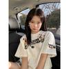 Women's Casual Cotton T-Shirt With Snack and Letter Print Loose Fit Plus Size M-6XL