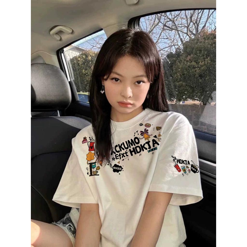 Women's Casual Cotton T-Shirt With Snack and Letter Print Loose Fit Plus Size M-6XL