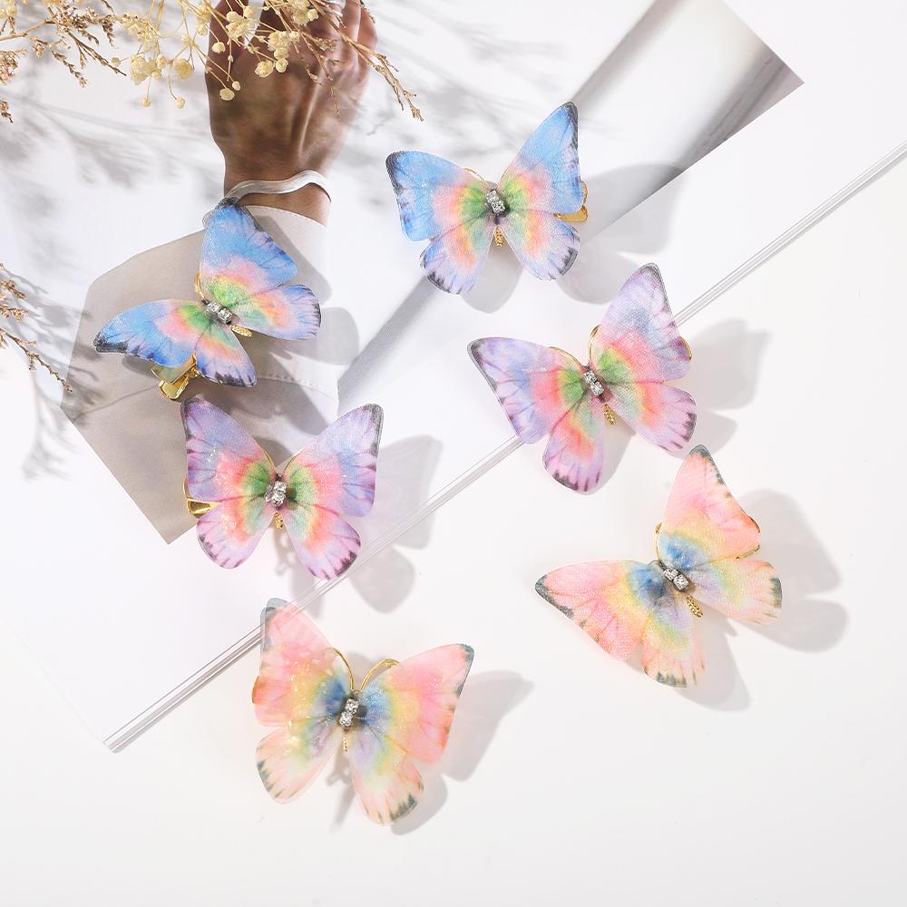 6PCS/set Colored Butterfly Hairpins Hair Clip Women Summer Sweet Hair Clip Side Clips Hair Accessories Hairpin