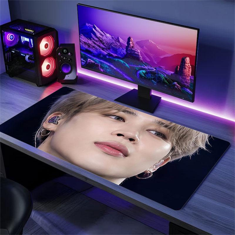 Jimin Mouse Pad, Large Gaming Desk Mat, Non-slip XXL Mousepad for Laptop & Tablet, Mini PC Playmat with Stitched Edges