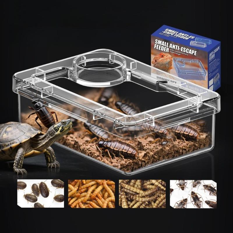 Reptilien Futterspender Eidechse Schildkröte Gecko Futter Napf Anti-Flucht Mehlwurm Kakerlake Zuchtbox Reptilien Futter Trink Zubehör