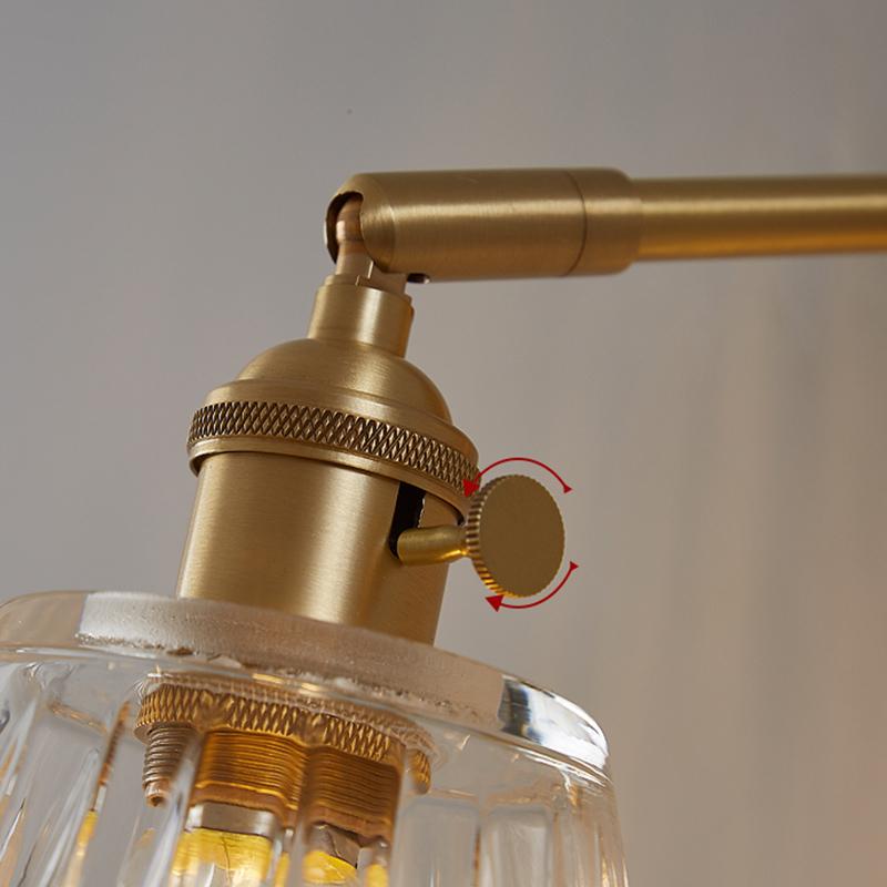 Nordic modern simple light luxury brass glass wall lamp Japanese retro living room bedroom headboard bathroom mirror headlight
