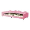 Letto per Bambini Letto Imbottito 90*200cm, Divano Letto Struttura Letto Tessuto Teddy Multifunzionale Letto Morbido con Schienale e Braccioli Letto per Giovani Letto per Ospiti Rosa