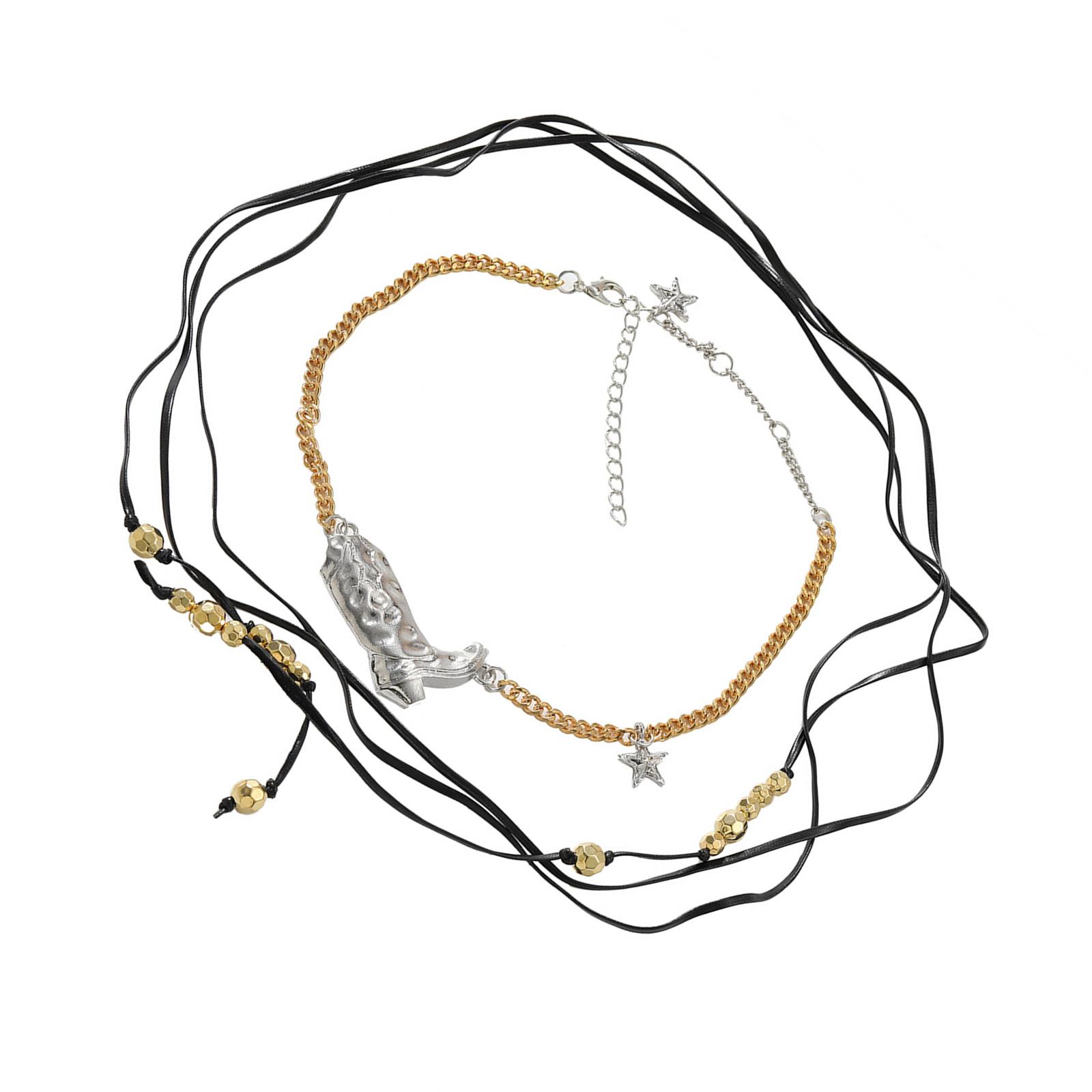 

Western Inspired Long Necklace Trendy Women s Necklace with Multi Layer and Cowboy Boots Designs for Daily Wear