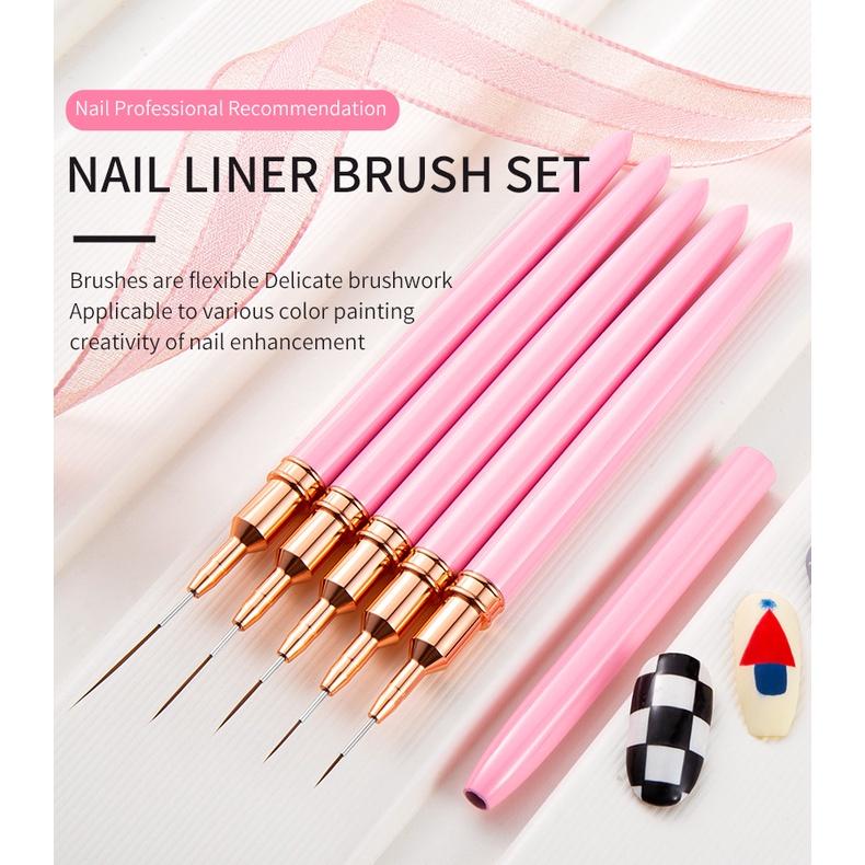 7/9/11/15/20mm Nail Art Liner Brush DIY Drawing Lines Stripe Flower Painting Pen Pink