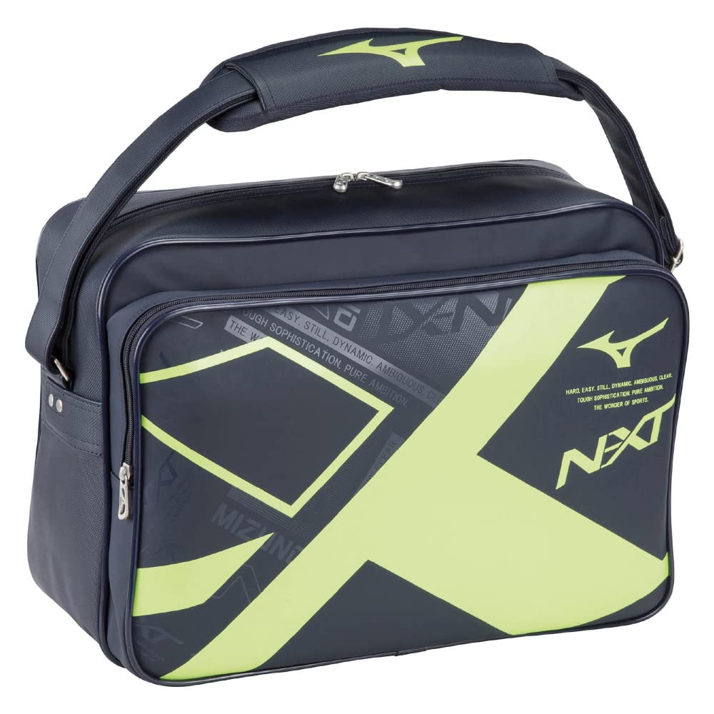 NXT Shoulder Bag L Large Capacity School Sports Club Activities Unisex 33JS2003 Navy x Lime [Mizuno]