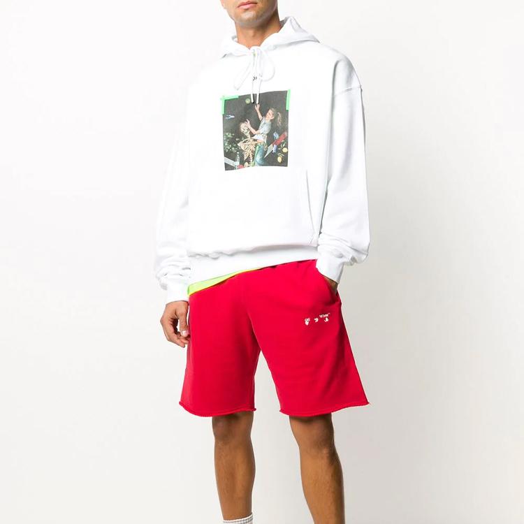 Off-White Oversized Arrow Print Hoodie Men Tops White OMBB037F20FLE0120155