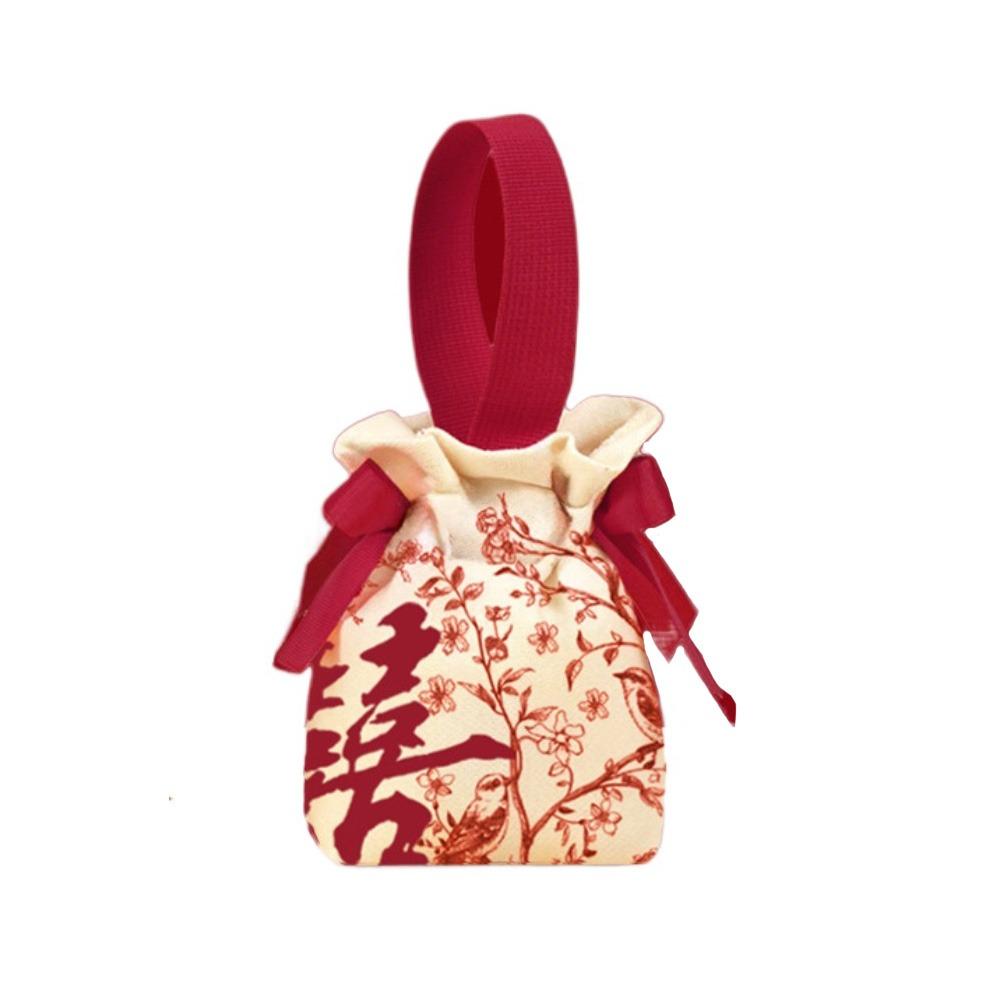 Bowknot Wedding Candy Bag Canvas Chinese Style Handbag Sweet Small Wrist Bag  Party