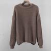 O-Neck Long Sleeve Knitted Sweater Ribbed Edge Solid Color Coarse Yarn Women Sweater Female Clothing
