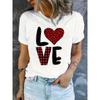 European Size Romantic Simple Elegant Vacation Fashion Red Black Plaid Leopard Print Heart Letter Slogan Graphic Breathable Crew Neck Short Sleeve