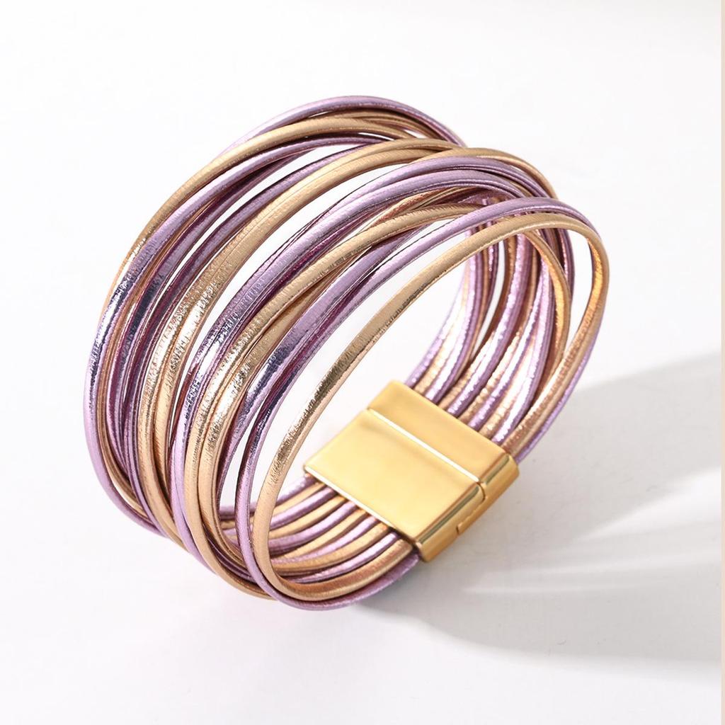 Bracciale da Donna Impilabile Multi-Strato in Ecopelle PU - Design Versatile, Antistatico