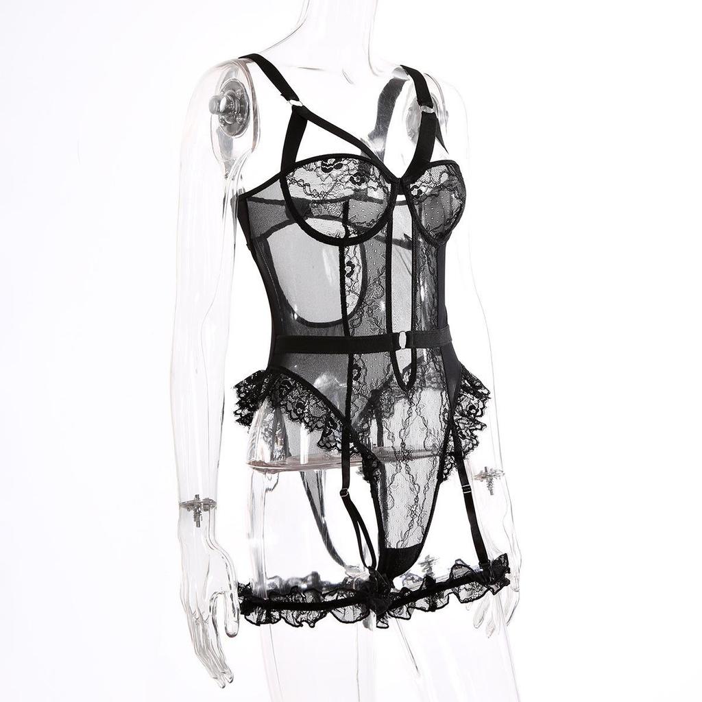 Black Lace Women's Erotic Lingerie Bodysuit