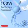 100W Retractable Fast Charging Cable for Huawei, Android, Apple - 6A One-to-Three Data Cable