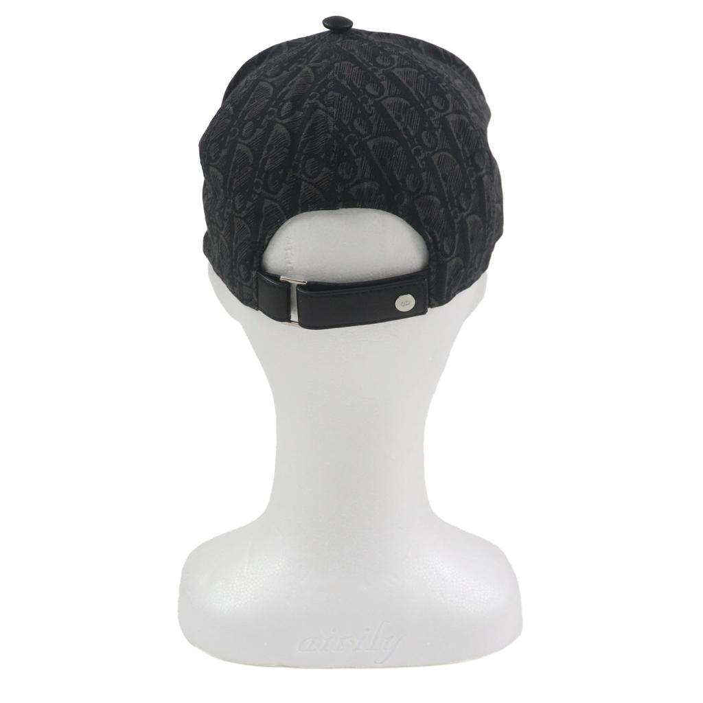 Great DIOR Cap Oblique Leather Baseball Hat Dark Gray Cotton Mens L 933C902H4835 Used