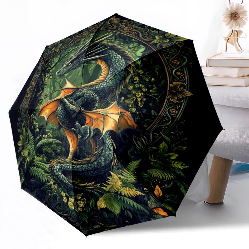Moonlit Dragon Flight Outdoor Automatic Umbrella Sturdy 8 Rib Durable Plastic Iron Outdoor Daily Use Outdoor Accessory Perfect Gift Friends