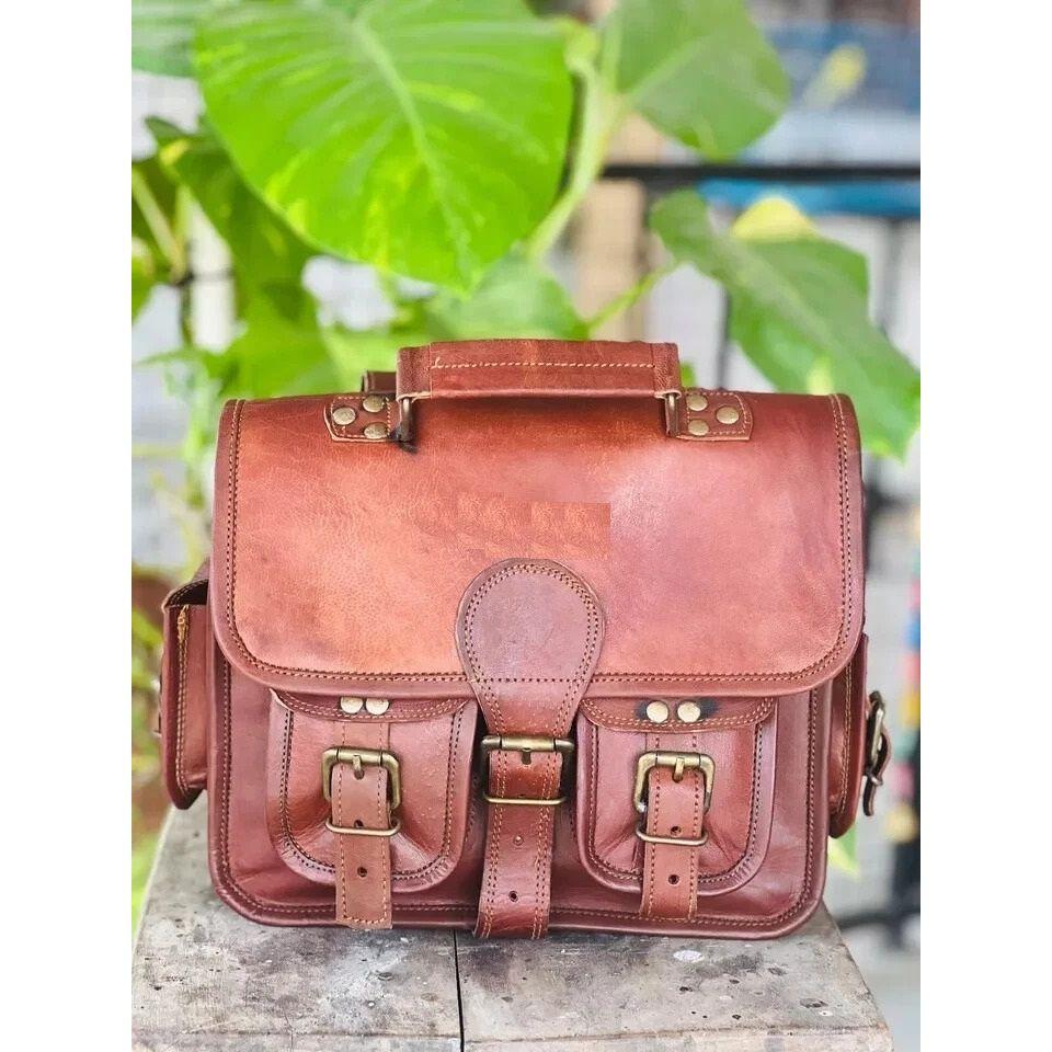 Nová chráněná kožená vintage hnědá messenger taška přes rameno na notebook aktovka