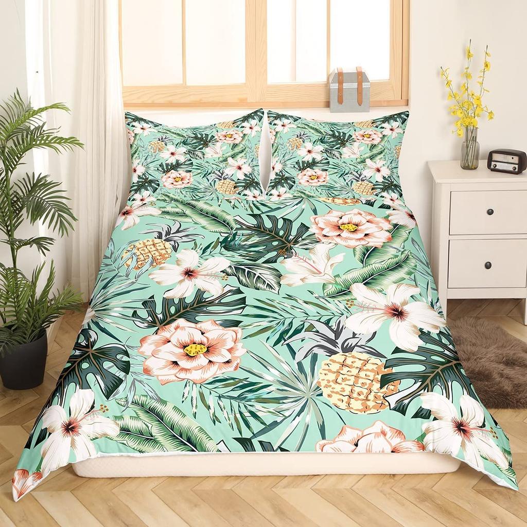 Pineapple Duvet Cover Set Yellow Fruit Pattern King Queen Size For Kids Boys Girls Polyester Comforter Cover With Pillowcase
