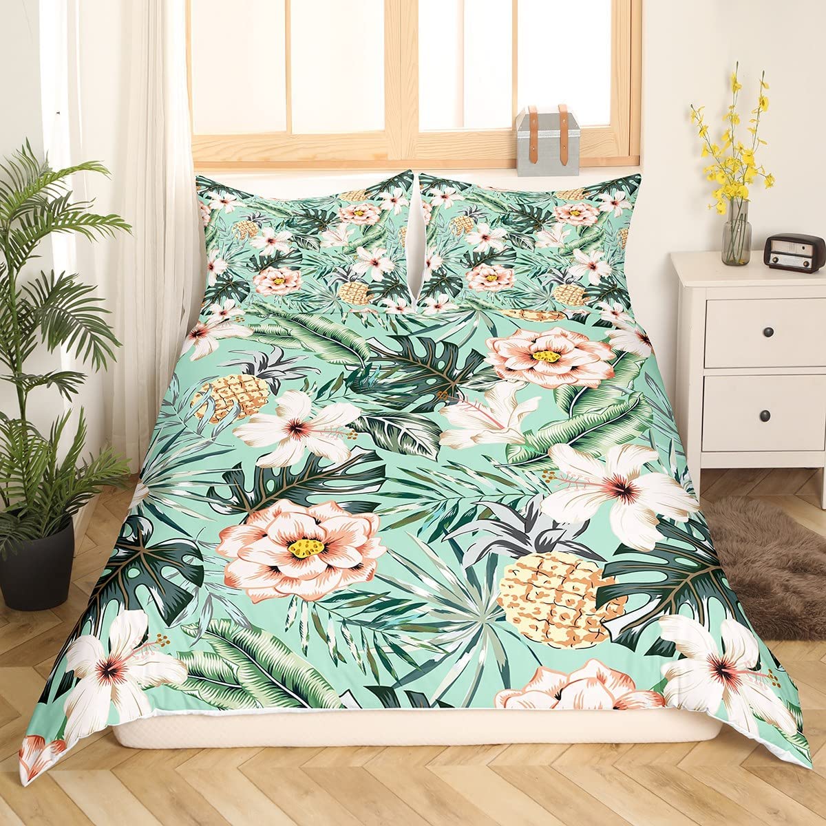 

SkinFriendly Modern King Queen Pineapple Yellow Fruit Pattern Size For Kids Boys Girls Polyester With Comforter Comforter (quilt)-EU Single(135*200cm)3pcs