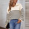 Women's Casual Fashion 2022 Long Sleeved Knitting Contrast Color Sweater Top