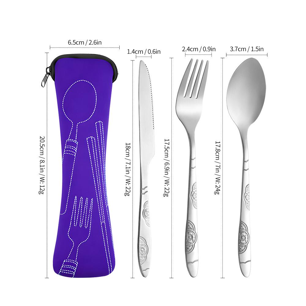 Compact Stainless Steel Cutlery Set: Spoon, Fork, Chopsticks, Knife - Ideal for Outdoor Travel