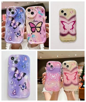 Süße Silikonhülle für Samsung A03 A04 A13 A12 A22 A32 A34 A35 A51 A52 A53 A54 S21 S22 S23 S24 S25 Plus Funda Schmetterlingsabdeckung Weicher TPU-Stoßfänger für das Telefon