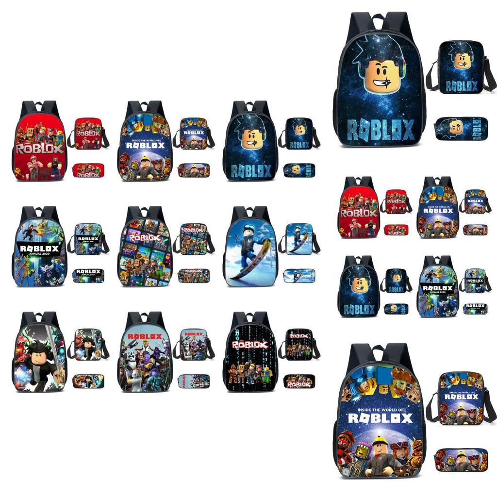 Spacious 20-35l Nylon Roblox Backpack Breathable Cartoon Bag For Students Travel