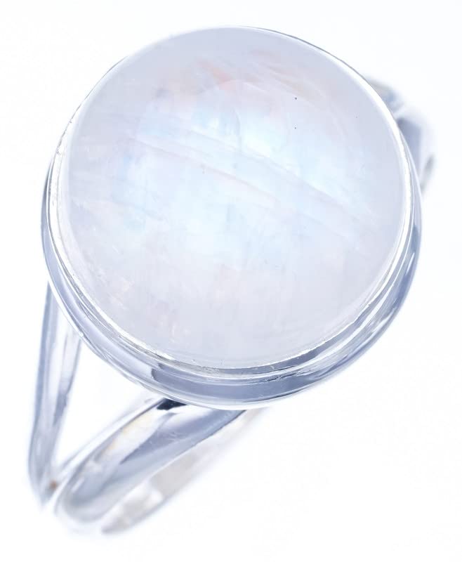 

StarGems® Natural Moonstone Handmade 925 Sterling Silver Ring 8.75 F2715