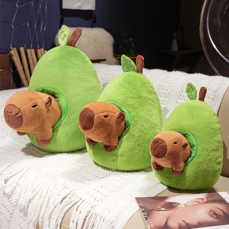 Creative Capybara Avocado Pillow Plush Toy Doll Cute Capybara Doll Children Accompany Soothing Doll