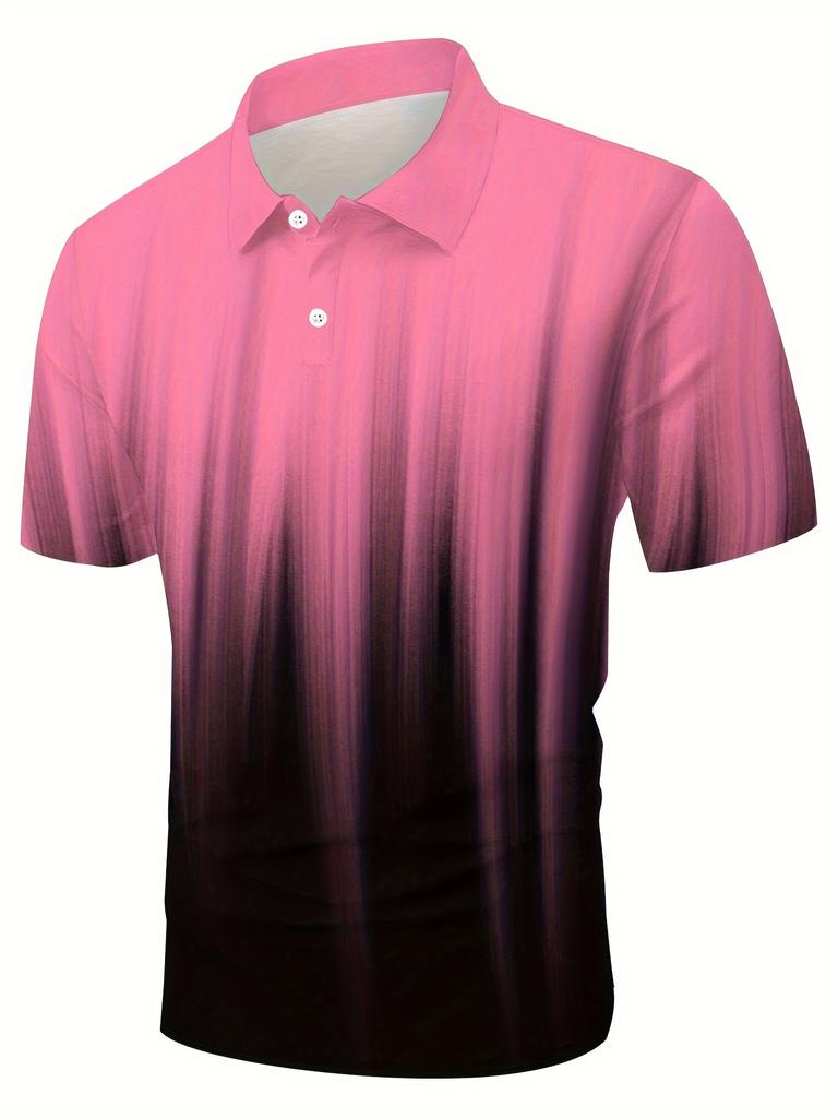 Sommer-Stil Herren Kurzarm-Poloshirt mit 3D-Gradientenmuster-Print - Street Casual Modisch und Bequem