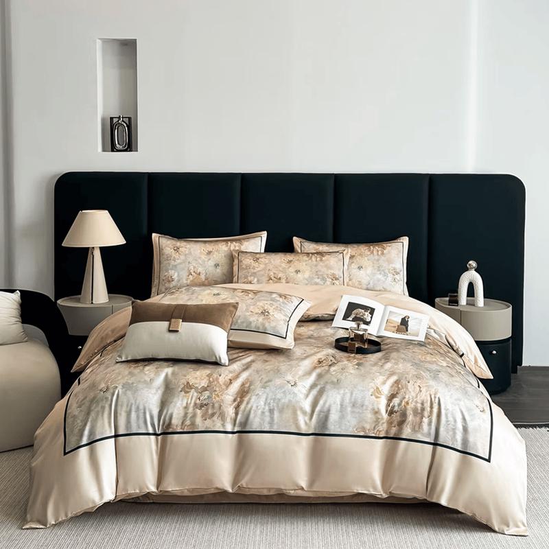 Saint Fany Luxury Italian Jade Brocade Digital Print 4-Piece Bedding Set