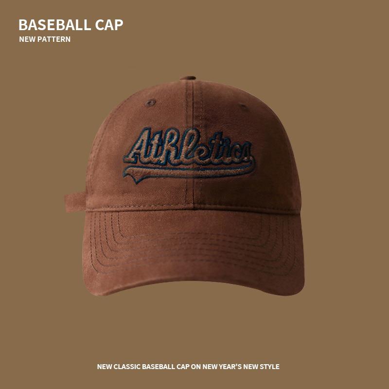 Baseball Cap Men's Washed Cotton Letter Soft Top Baseball Cap Children's Versatile Big Head Circumference Showing Face Small Cap