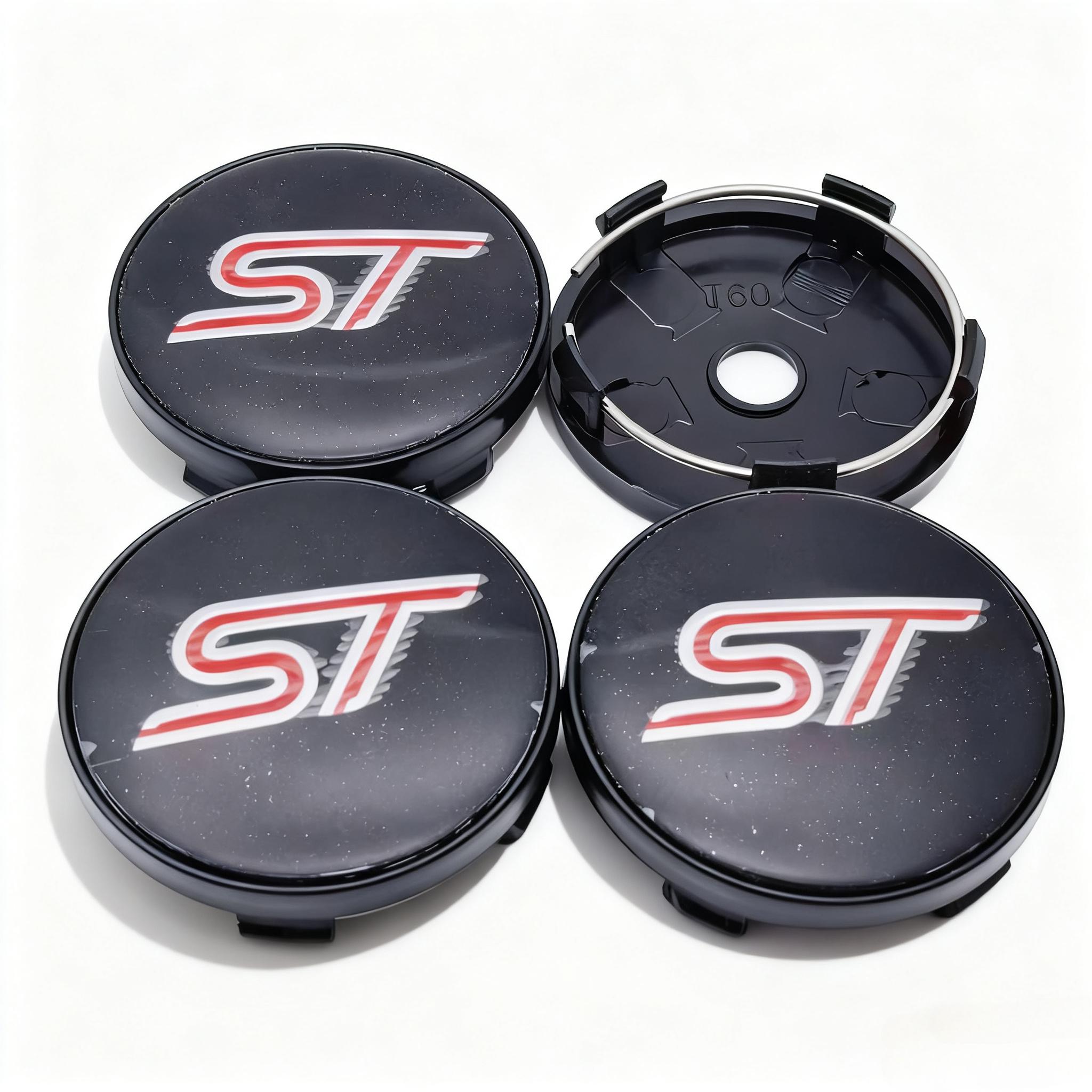 

4pcs ST Line Logo Emblem Car Wheel Center Caps 60MM Clips 56MM Wheel Hub Dust Cap Stline Badge Rim Hubcaps Cover Car Accessories ST Badge&4pcs T60 Wheel Cap