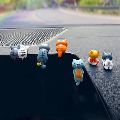 6 Stück Heilende Serie Spurlos Aufkleber Niedliche Katze Innenraum Dekoration Mittelkonsolenbildschirm Cartoon Figur Zubehör