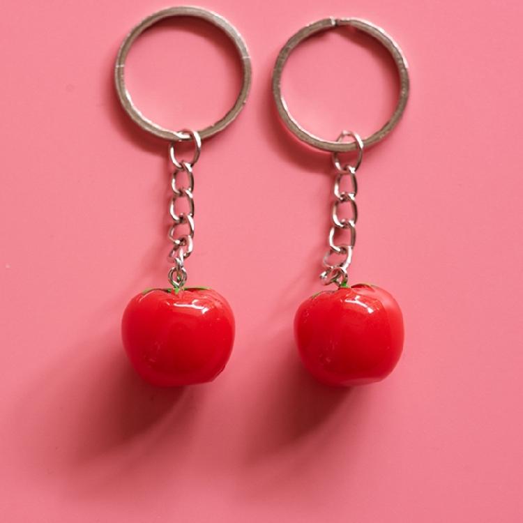 Lovely Bag Ornament Keychain Simulation Tomato Keyring Pendant Key Rings Jewelry