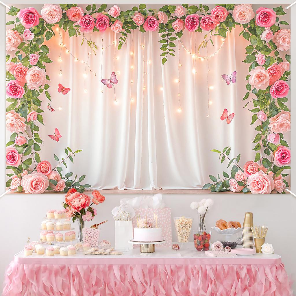 Butterfly Background Birthday Party Decor Kids Adult Wedding Valentine's Day Birthday Party Supplies Baby Shower Photo Backdrop