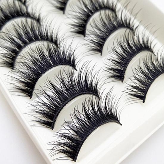 10Pairs False Eyelashes Thick Reusable Synthetic Fiber Naturals Cruelty-Free False Lashes for Daily Life