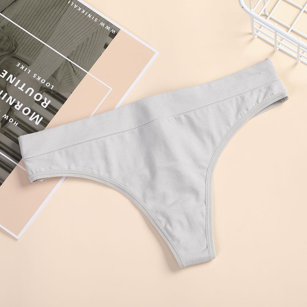 Women Cotton Solid Color Panties Lowwaist Breathable Sports Gstring