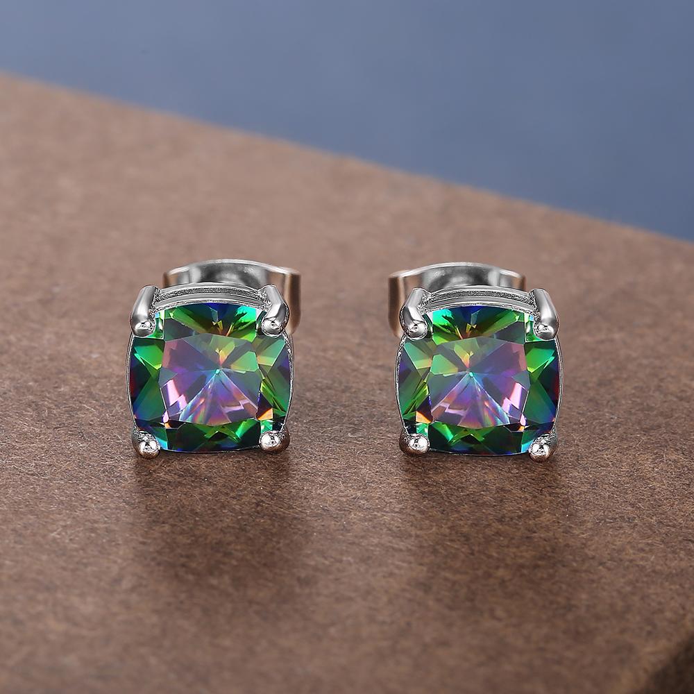 

Huitan Simple Stylish Cubic Zirconia Stud Earrings Female 6 Colors Available Versatile Birthday Gift Statement Zircon for Women