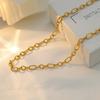 18K Gold Titanium Steel Collarbone Chain High-End Fashion Ot Buckle Cross Chain Necklace Women