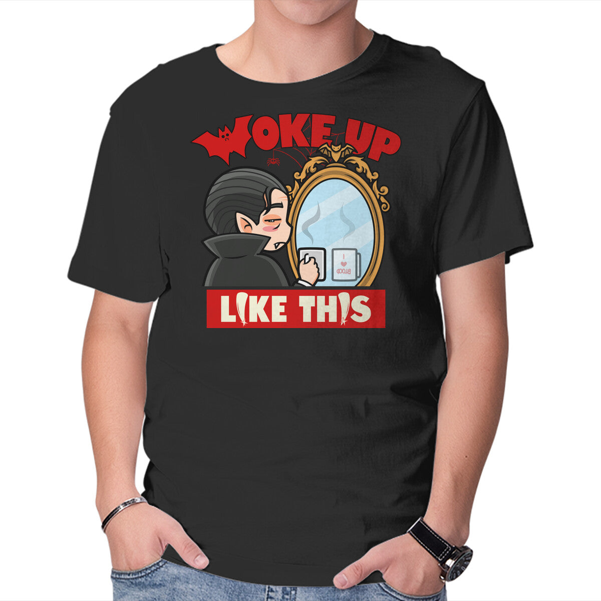 Unisex Crew Neck T-Shirt Vampire Meme Graphic Short Sleeve Casual Tee L