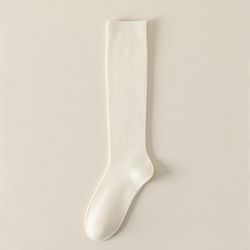 Утепленные гольфы до икры, Зимние махровые носки, Однотонные гольфы до бедра, Женские носки, Гольфы до колена 1 pair белый