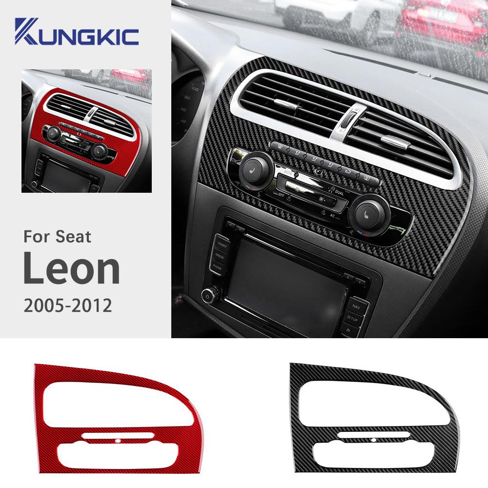 Gjbn8 Real Soft Carbon Fiber Sticker For Seat Leon 2005 2006 2007 2008 2009 2010 2011 2012 LHD RHD Car Instrument AC Panel Accessories