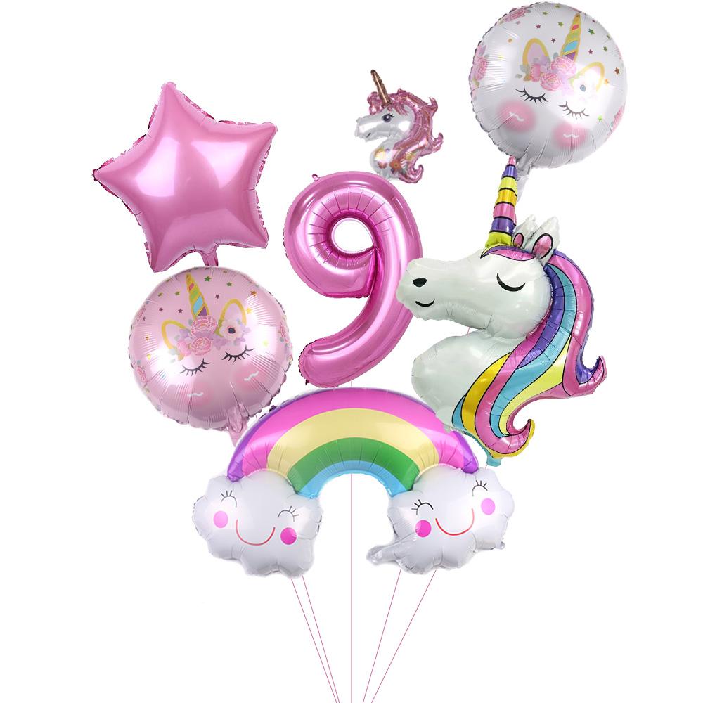 Cartoon Rainbow Unicorn Birthday Decoration Balloon Unicorn Plate Tablecloth Cake Decoration Party Supplies Birthday Gift