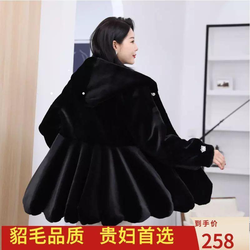 

Осень и зима, новинка, женская шуба из искусственной норки средней и длинной длины, утолщенная, шуба из искусственной норки для мам с хлопком S 45kg or less чёрный