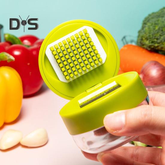 Garlic Press Stainless Steel Manual Mincer Slicer Grater Compact Garlic Chopper Kitchen Gadget for Home Restaurant